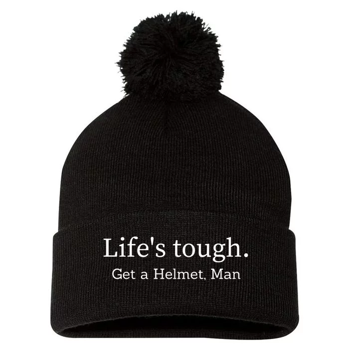 LifeS Tough Get A Helmet Man Funny Vintage Pom Pom 12in Knit Beanie