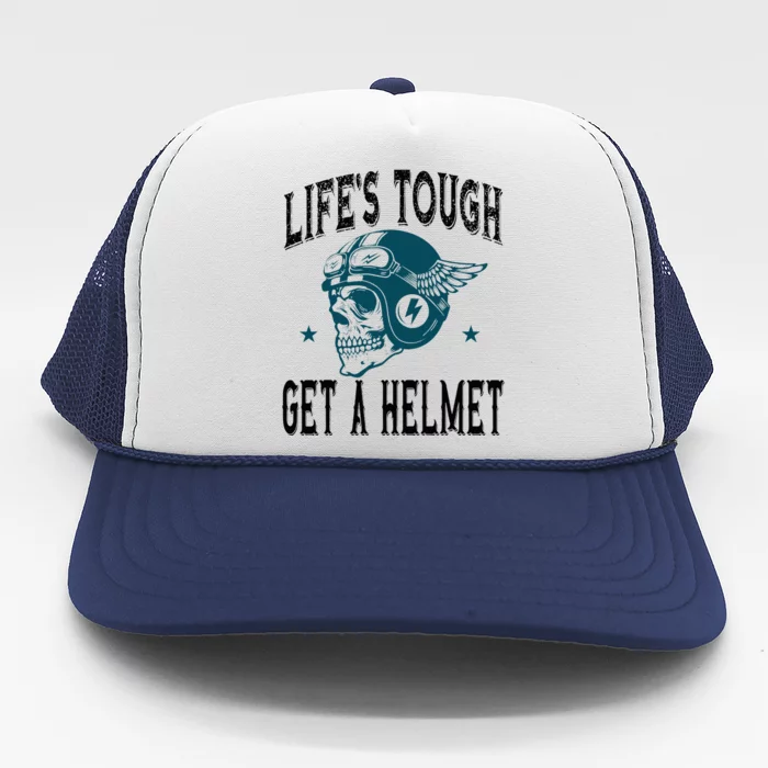 LifeS Tough Get A Helmet Funny Skeleton Riding Motorcycle Trucker Hat