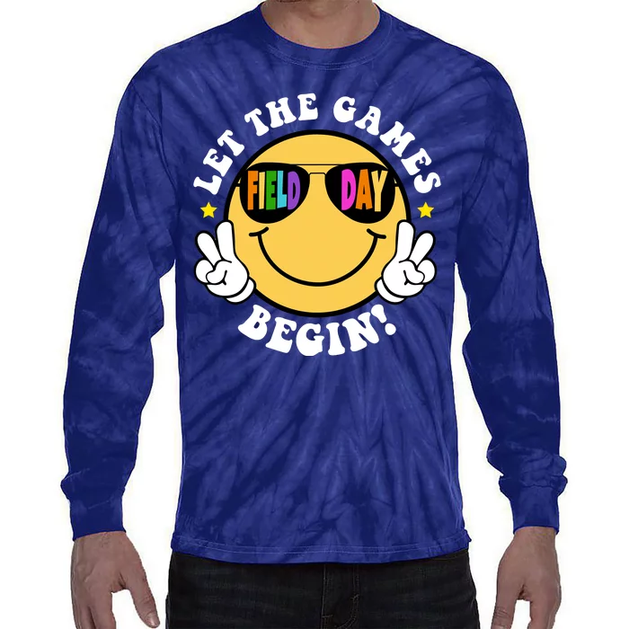 Let The Games Begin Field Day Smile Face Tie-Dye Long Sleeve Shirt