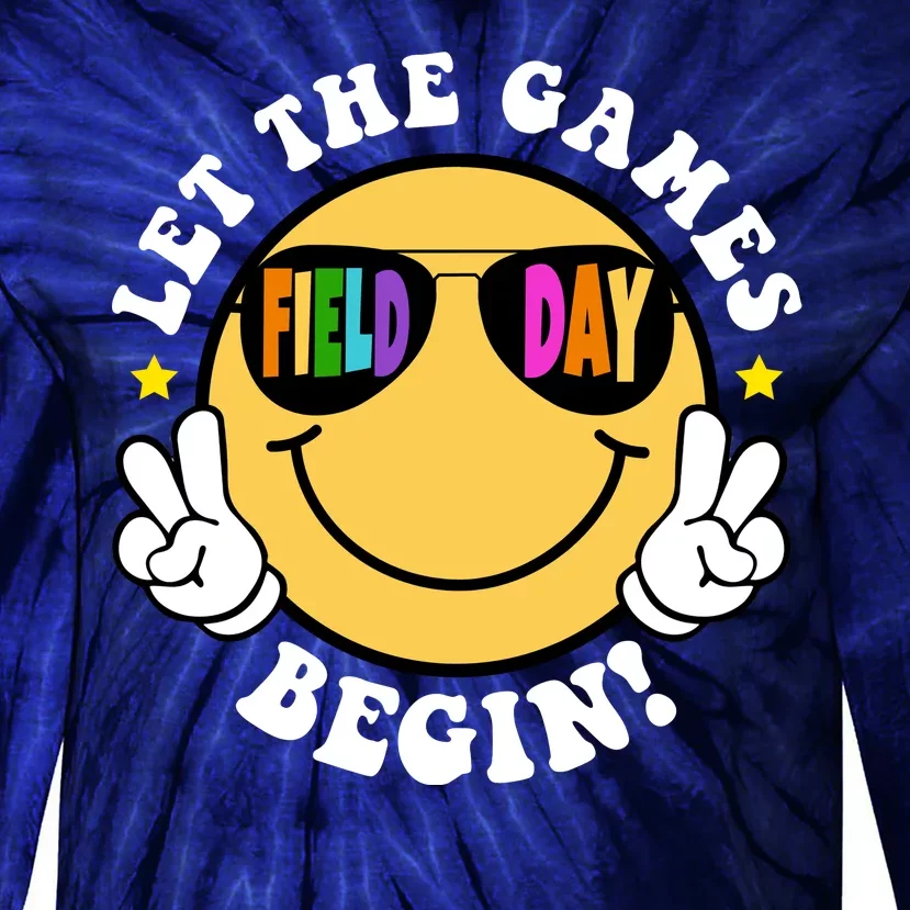 Let The Games Begin Field Day Smile Face Tie-Dye Long Sleeve Shirt