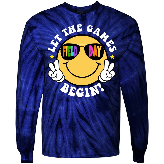 Let The Games Begin Field Day Smile Face Tie-Dye Long Sleeve Shirt