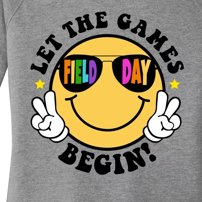 Let The Games Begin Field Day Smile Face Women's Perfect Tri Tunic Long Sleeve Shirt