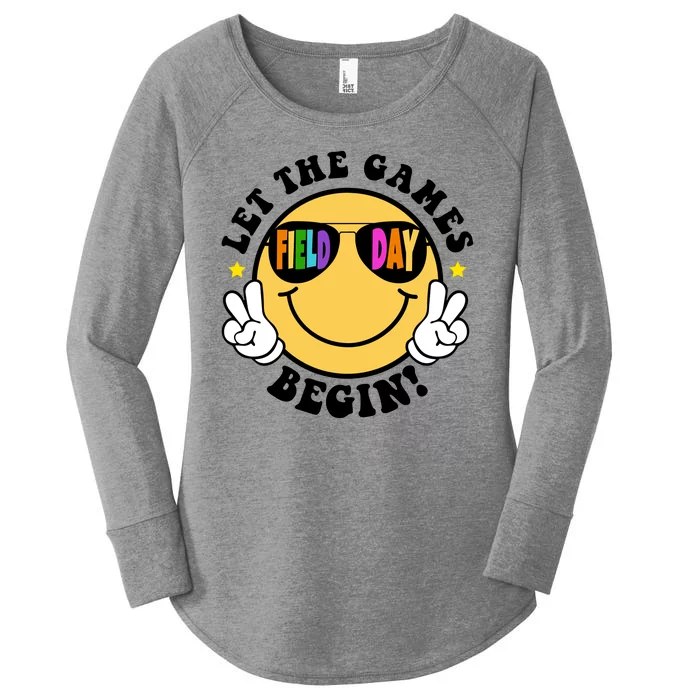 Let The Games Begin Field Day Smile Face Women's Perfect Tri Tunic Long Sleeve Shirt