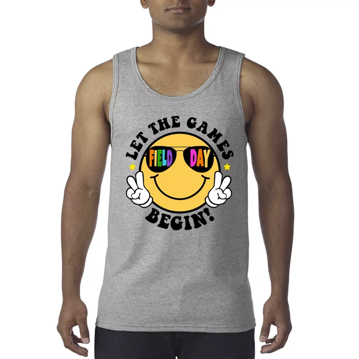 Let The Games Begin Field Day Smile Face Tank Top