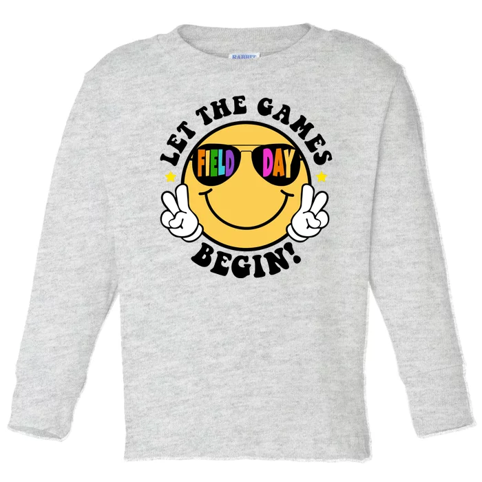 Let The Games Begin Field Day Smile Face Toddler Long Sleeve Shirt