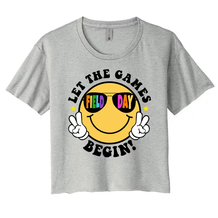 Let The Games Begin Field Day Smile Face Women's Crop Top Tee