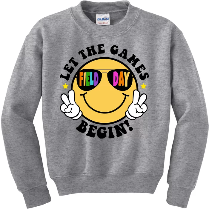 Let The Games Begin Field Day Smile Face Kids Sweatshirt