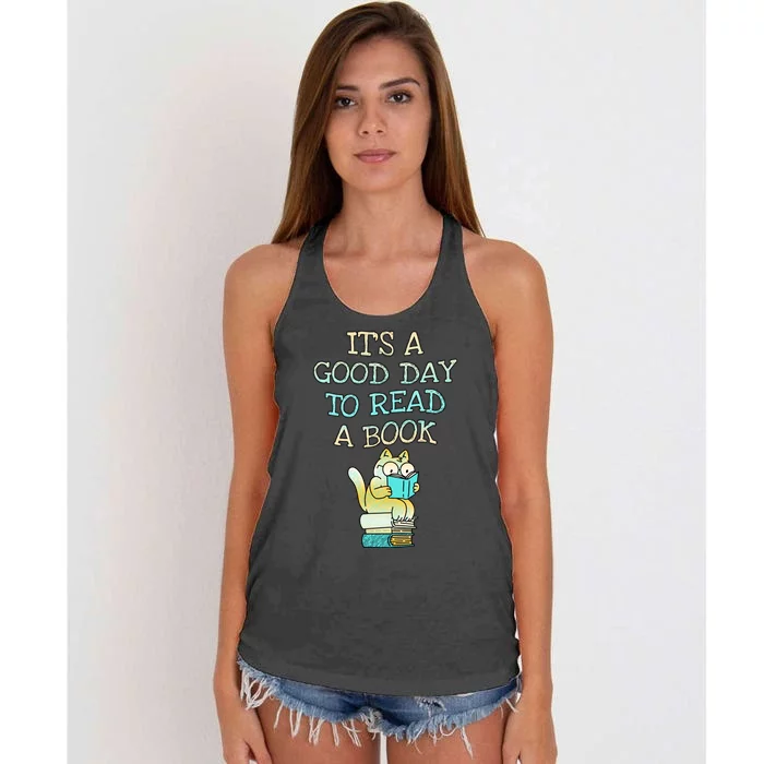 Librarian Teacher Good Day To Read A Book Book Lovers Women's Knotted Racerback Tank