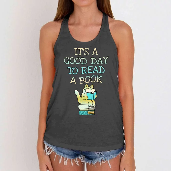 Librarian Teacher Good Day To Read A Book Book Lovers Women's Knotted Racerback Tank