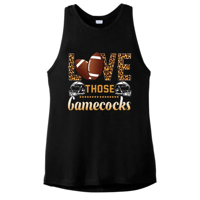 Love Those Gamecocks Football Love Leopard Sport American Ladies Tri-Blend Wicking Tank