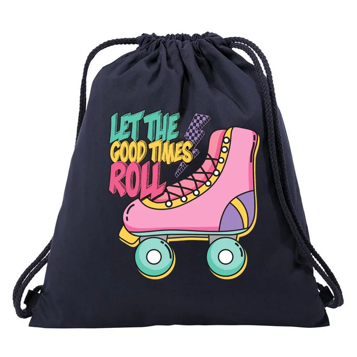 Let The Good Times Roll 80s Retro Roller Skate Drawstring Bag