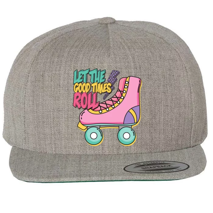 Let The Good Times Roll 80s Retro Roller Skate Wool Snapback Cap