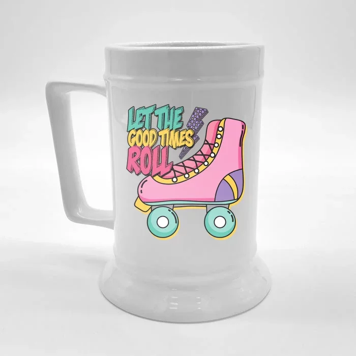 Let The Good Times Roll 80s Retro Roller Skate Front & Back Beer Stein