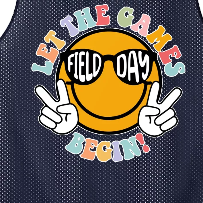 Let The Games Begin Field Day Smile Face Mesh Reversible Basketball Jersey Tank