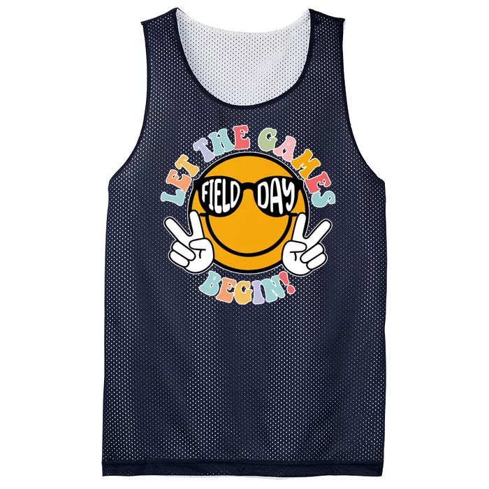 Let The Games Begin Field Day Smile Face Mesh Reversible Basketball Jersey Tank