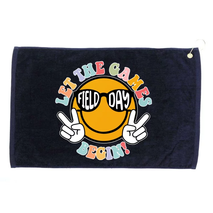 Let The Games Begin Field Day Smile Face Grommeted Golf Towel