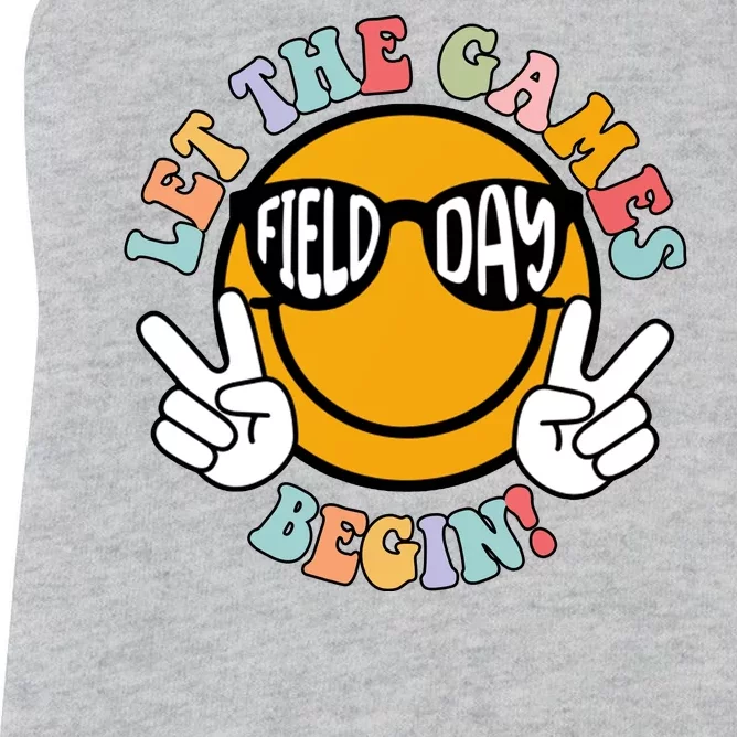 Let The Games Begin Field Day Smile Face Women's Racerback Tank