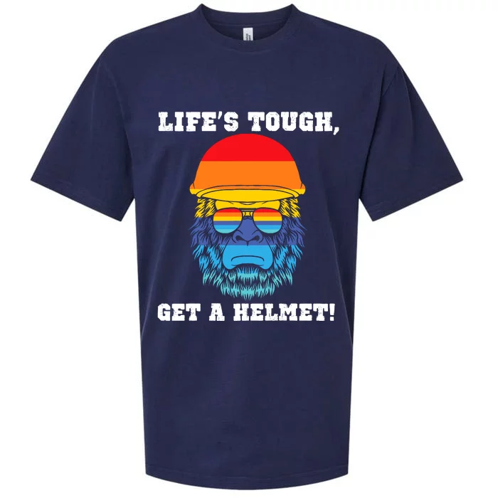 LifeS Tough Get A Helmet Funny Sarcastic Retro Quote Sueded Cloud Jersey T-Shirt