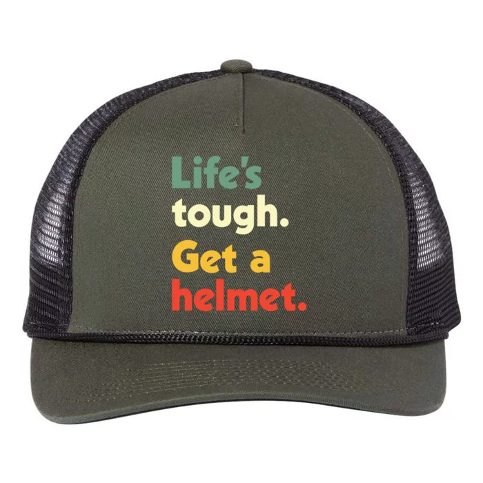 Lifes Tough. Get A Helmet. Retro Rope Trucker Hat Cap