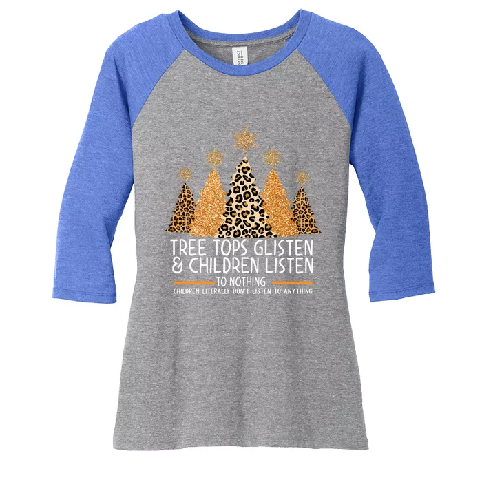 Leopard Treetops Glisten And Listen To Nothing Tree Gift Women's Tri-Blend 3/4-Sleeve Raglan Shirt