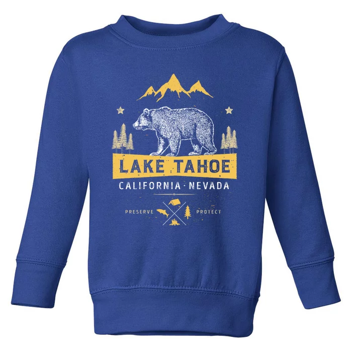 Lake Tahoe Gift California Nevada Vintage Bear Funny Gift Toddler Sweatshirt