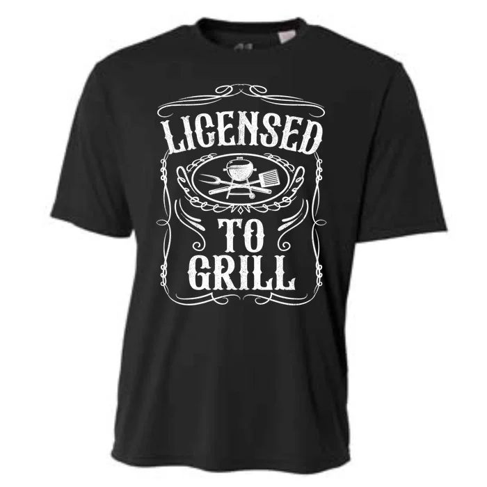 Licensed To Grill Funny Bbq Grilling Fathers Day Dad Gift Meaningful Gift Cooling Performance Crew T-Shirt