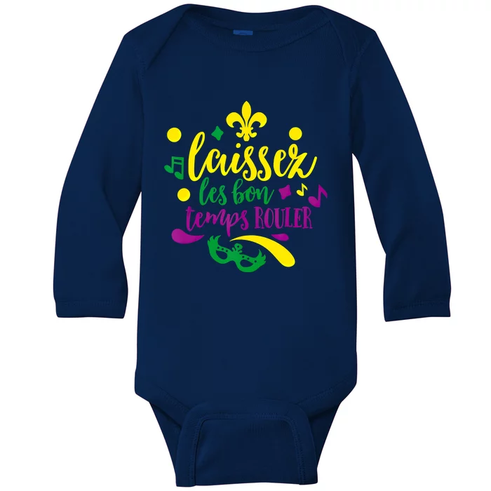 Let The Good Times Roll Mardi Gras Parade Masquerade Party Gift Baby Long Sleeve Bodysuit