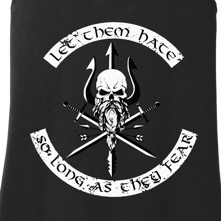 Let Them Hate So Long As They Fear. Skull With Trident Ladies Essential Tank