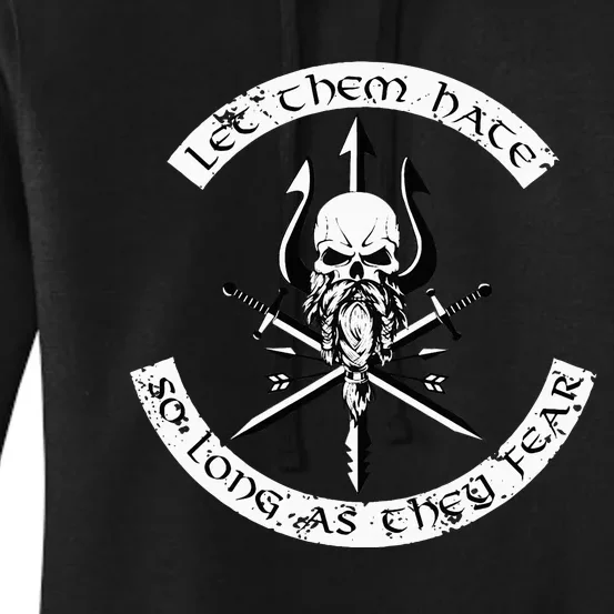 Let Them Hate So Long As They Fear. Skull With Trident Women's Pullover Hoodie