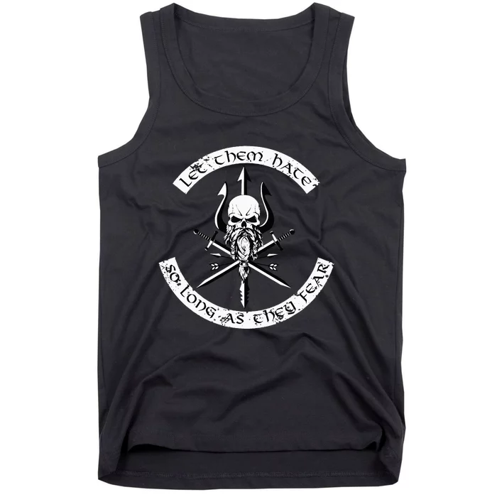 Let Them Hate So Long As They Fear. Skull With Trident Tank Top