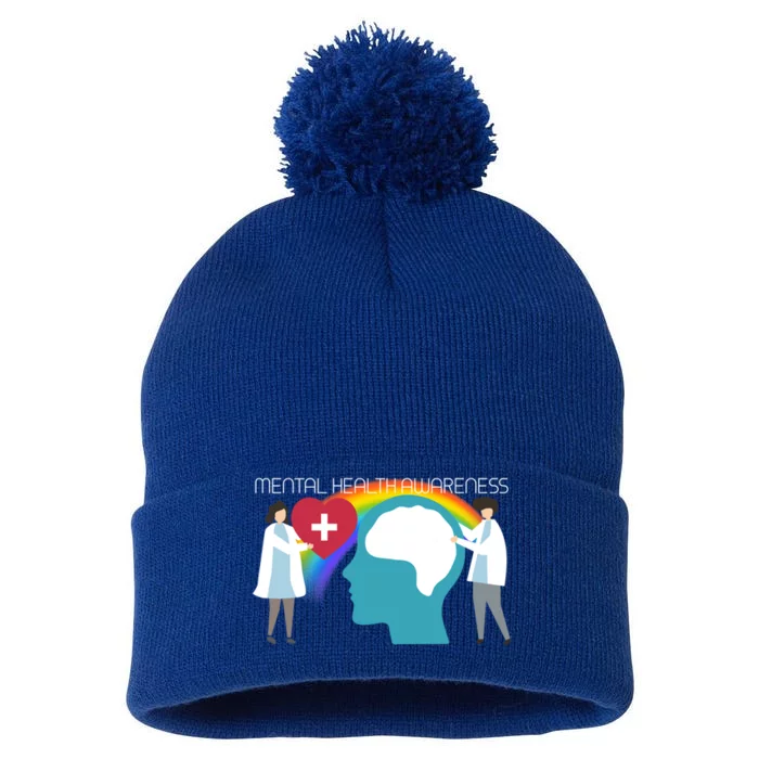 Lgbt Tal Health Awareness Cute Gift Pom Pom 12in Knit Beanie