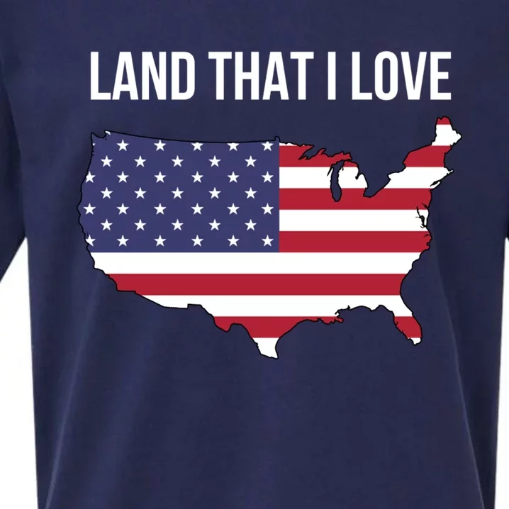 Land That I Love America Usa Flag Patriotic Great Gift Sueded Cloud Jersey T-Shirt