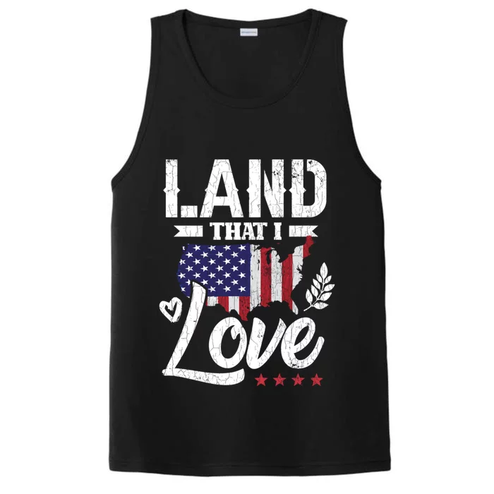 Land That I Love Fun Memorial Day Veteran Graphic Great Gift Performance Tank