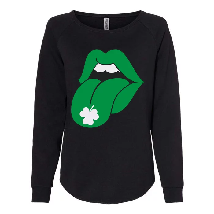 Lips Tongue Irish Shamrock St Patricks Womens California Wash Sweatshirt