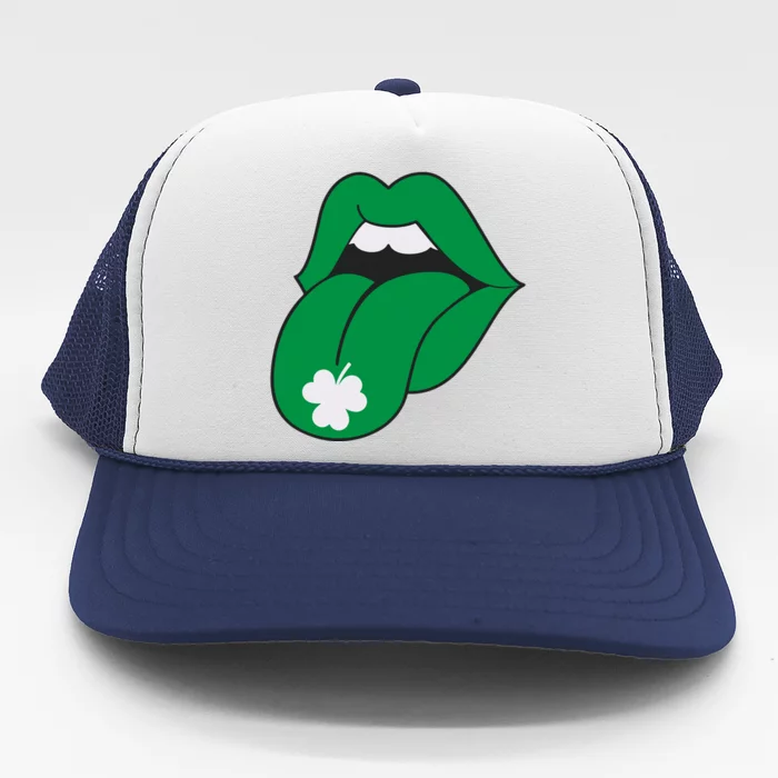 Lips Tongue Irish Shamrock St Patricks Trucker Hat