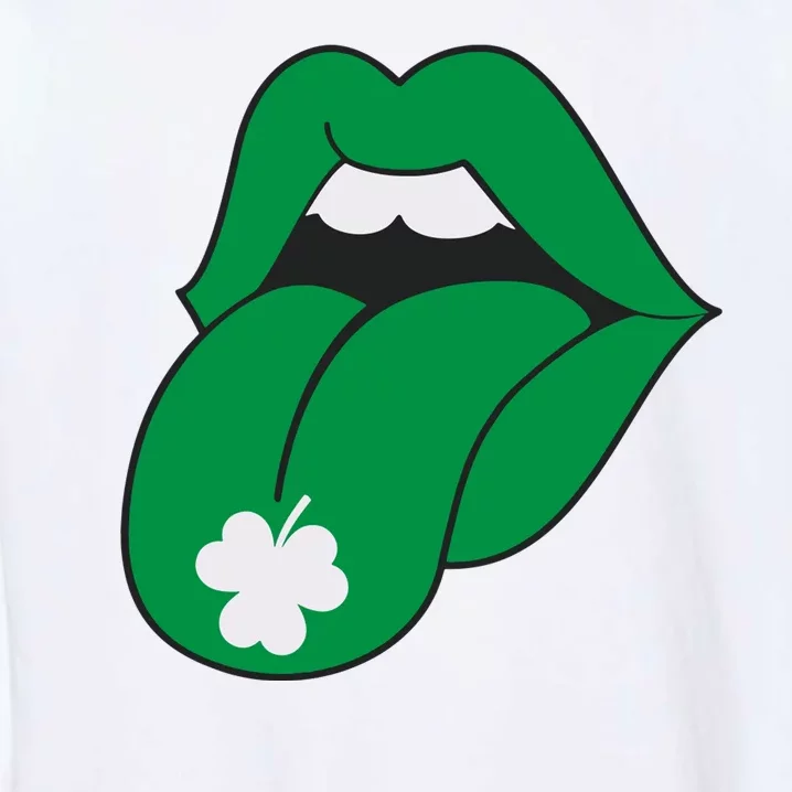 Lips Tongue Irish Shamrock St Patricks Garment-Dyed Sweatshirt