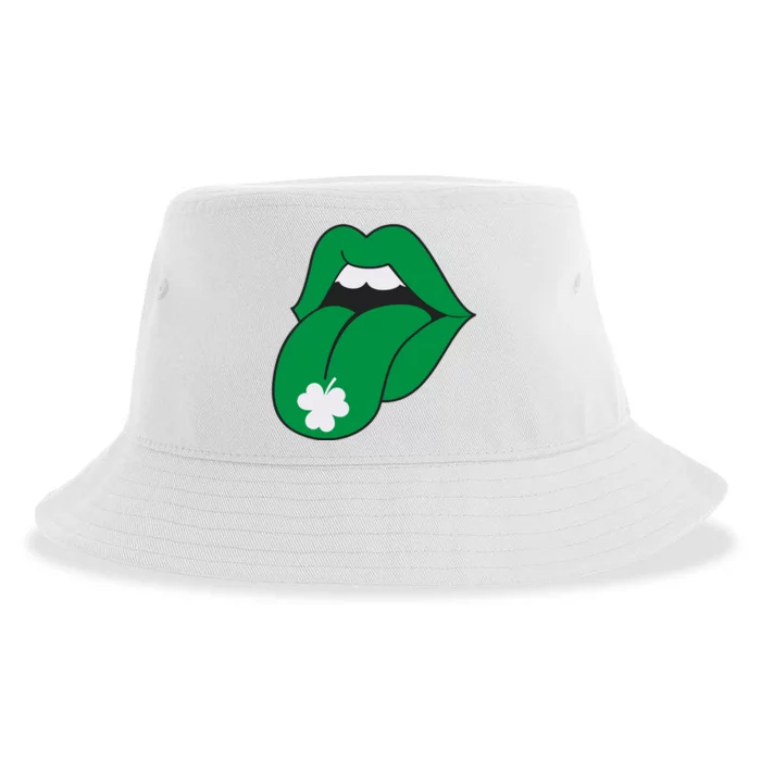 Lips Tongue Irish Shamrock St Patricks Sustainable Bucket Hat