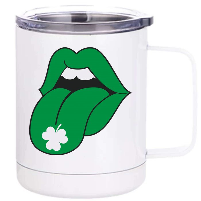 Lips Tongue Irish Shamrock St Patricks Front & Back 12oz Stainless Steel Tumbler Cup