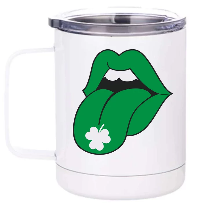 Lips Tongue Irish Shamrock St Patricks Front & Back 12oz Stainless Steel Tumbler Cup