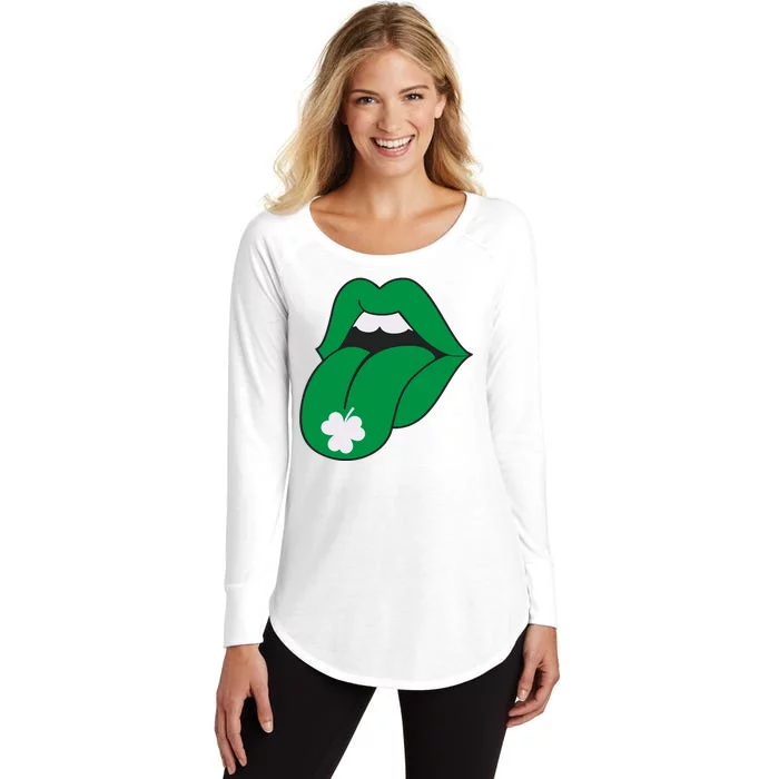 Lips Tongue Irish Shamrock St Patricks Women's Perfect Tri Tunic Long Sleeve Shirt