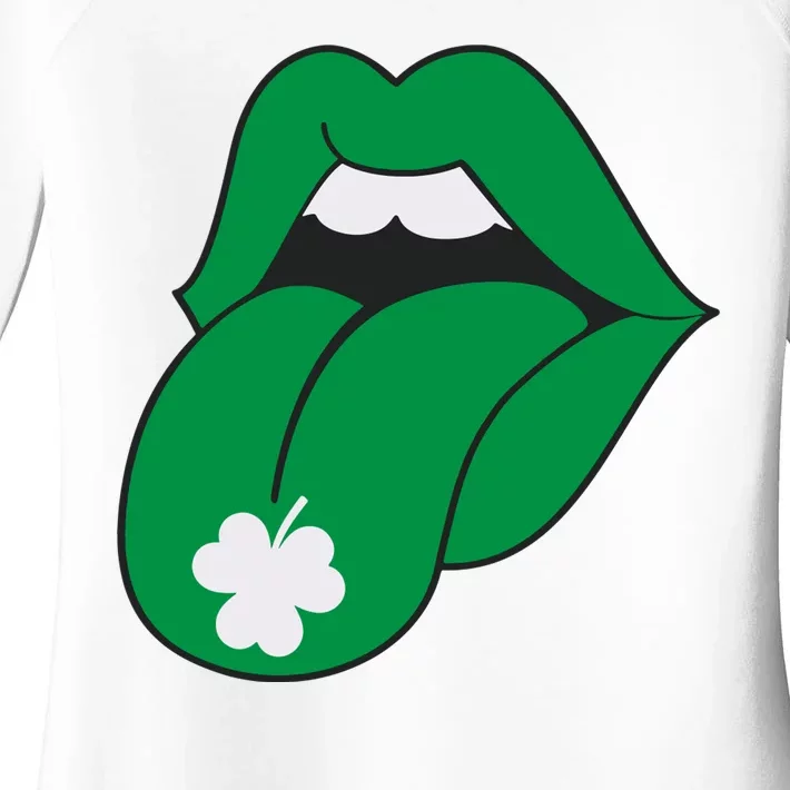 Lips Tongue Irish Shamrock St Patricks Women's Perfect Tri Tunic Long Sleeve Shirt