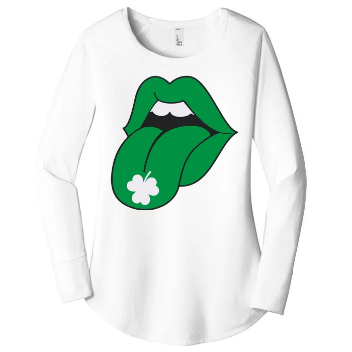 Lips Tongue Irish Shamrock St Patricks Women's Perfect Tri Tunic Long Sleeve Shirt