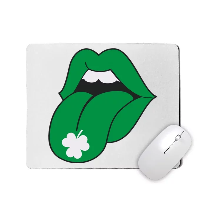 Lips Tongue Irish Shamrock St Patricks Mousepad