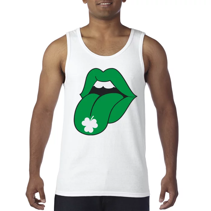 Lips Tongue Irish Shamrock St Patricks Tank Top