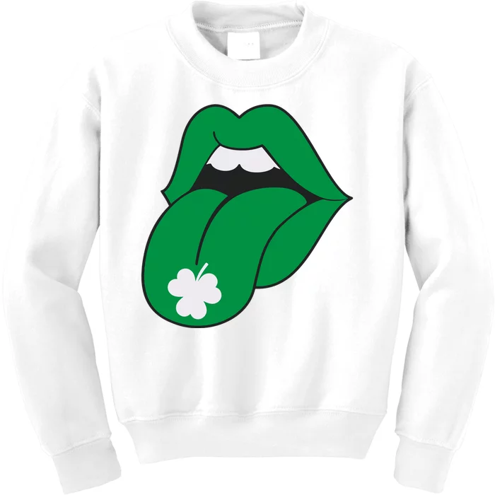 Lips Tongue Irish Shamrock St Patricks Kids Sweatshirt