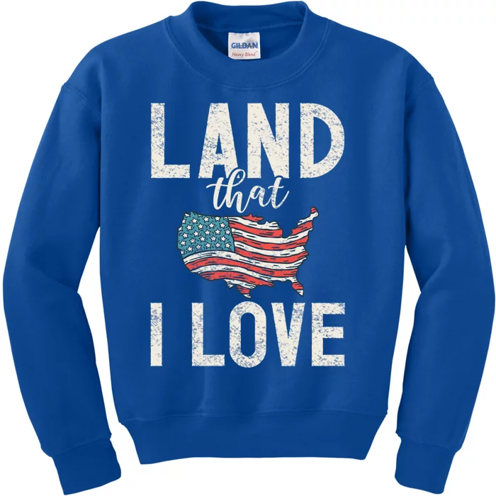 Land That I Love Usa America Independence Gift Kids Sweatshirt