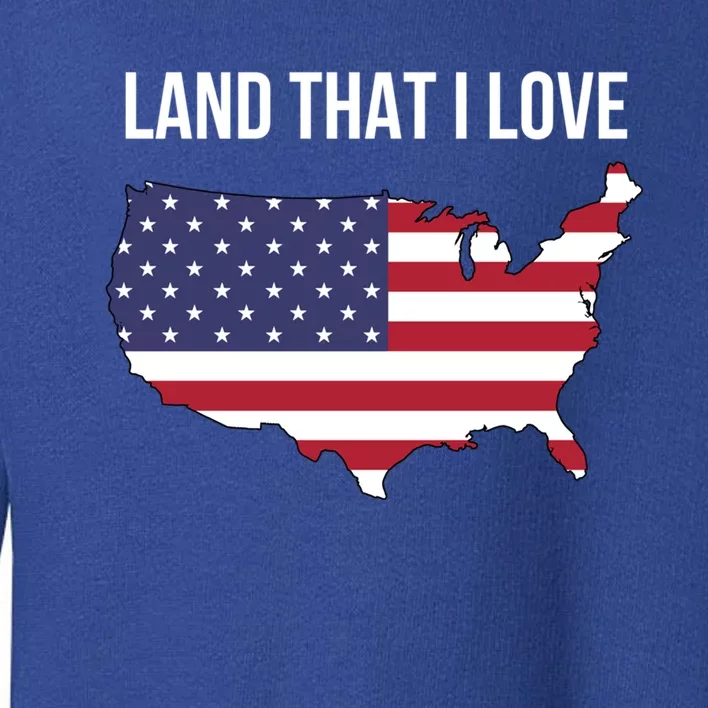 Land That I Love America Usa Flag Patriotic Funny Gift Toddler Sweatshirt