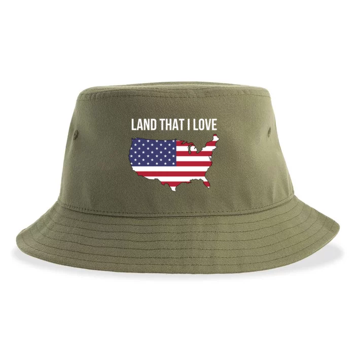 Land That I Love America Usa Flag Patriotic Funny Gift Sustainable Bucket Hat