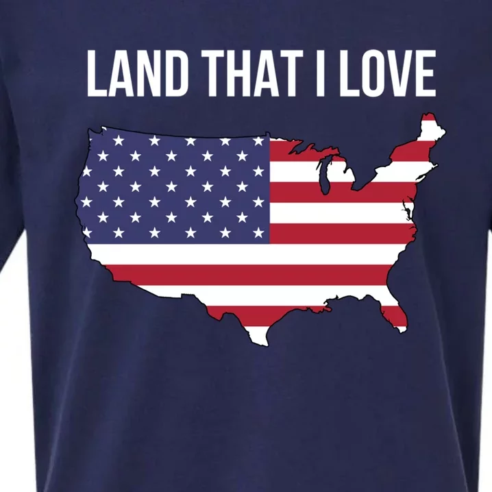 Land That I Love America Usa Flag Patriotic Funny Gift Sueded Cloud Jersey T-Shirt