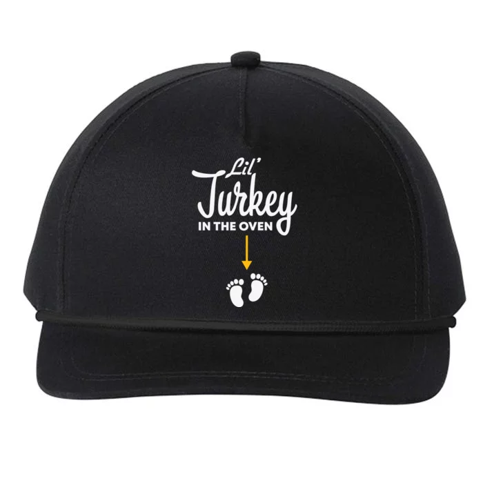 Lil' Turkey In The Oven Pregnancy Thanksgiving Snapback Five-Panel Rope Hat